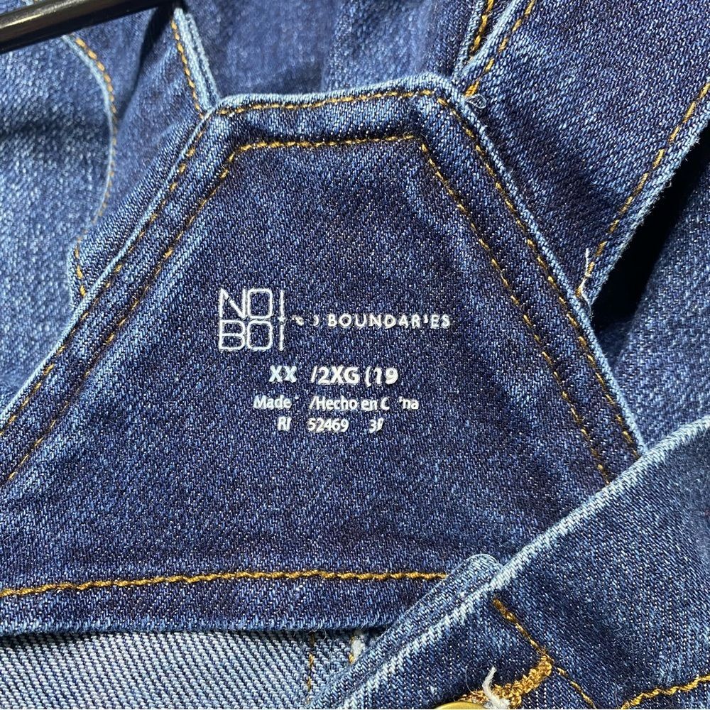 No Boundaries Distressed Denim Button Front Bib O… - image 11